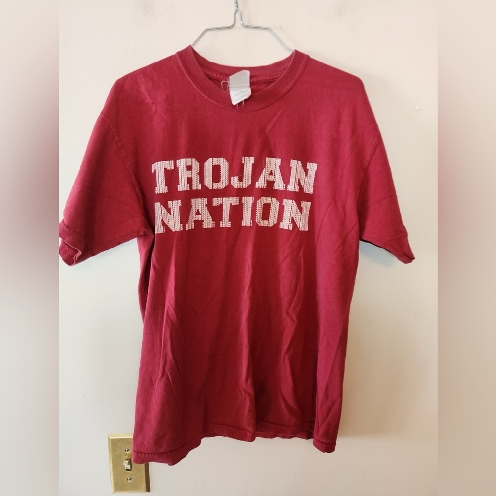 Vtg y2k Trojan nation red graphic t-shirt size mens medium